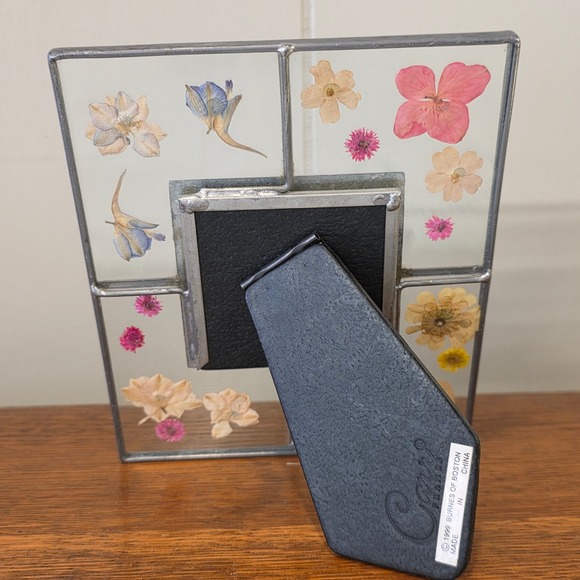 Vintage Carr Pressed Flower Stained Glass Picture Frame 2.5 in x 2.5 in - Picture 7 of 7
